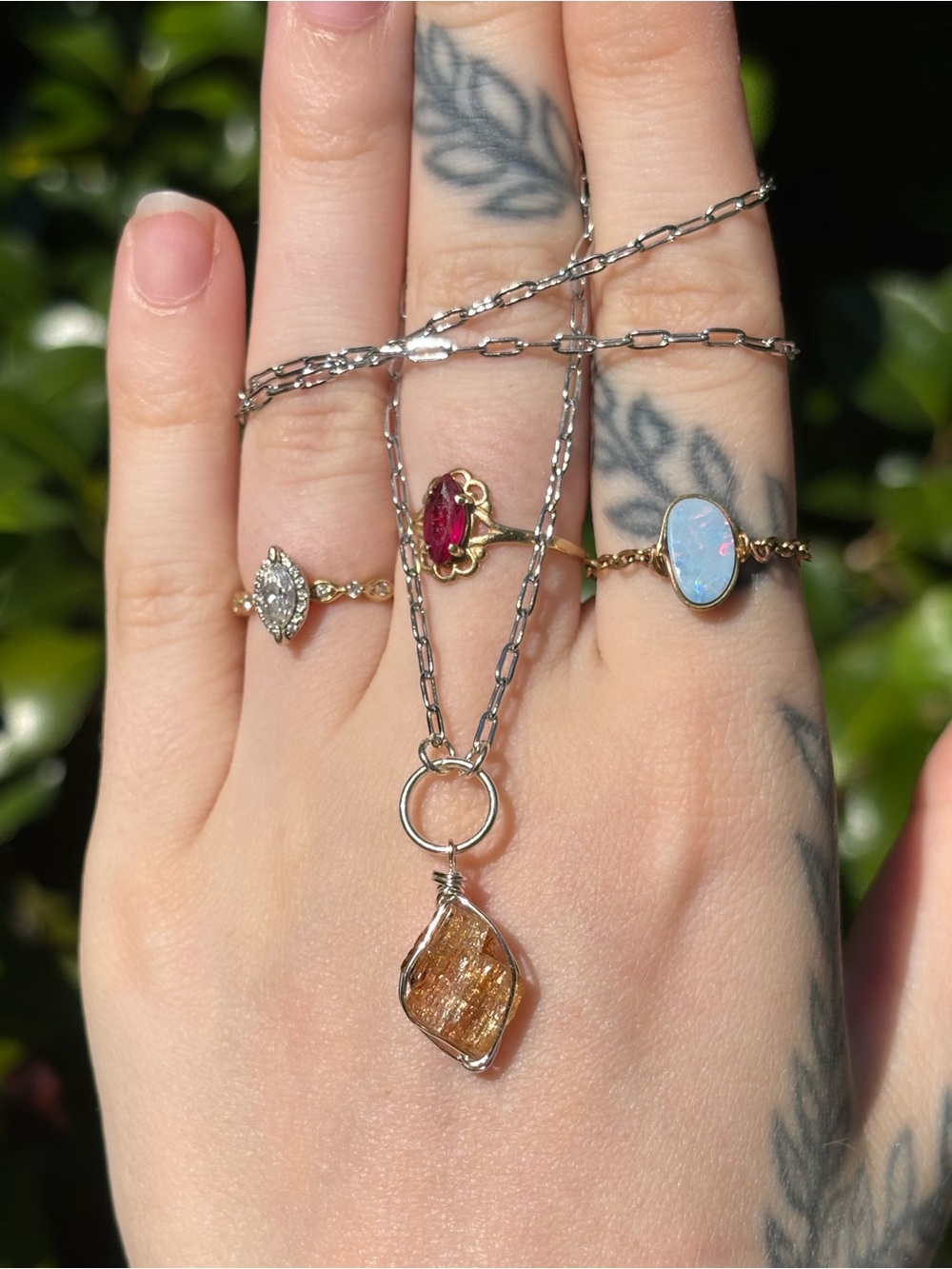 Imperial topaz charm necklace